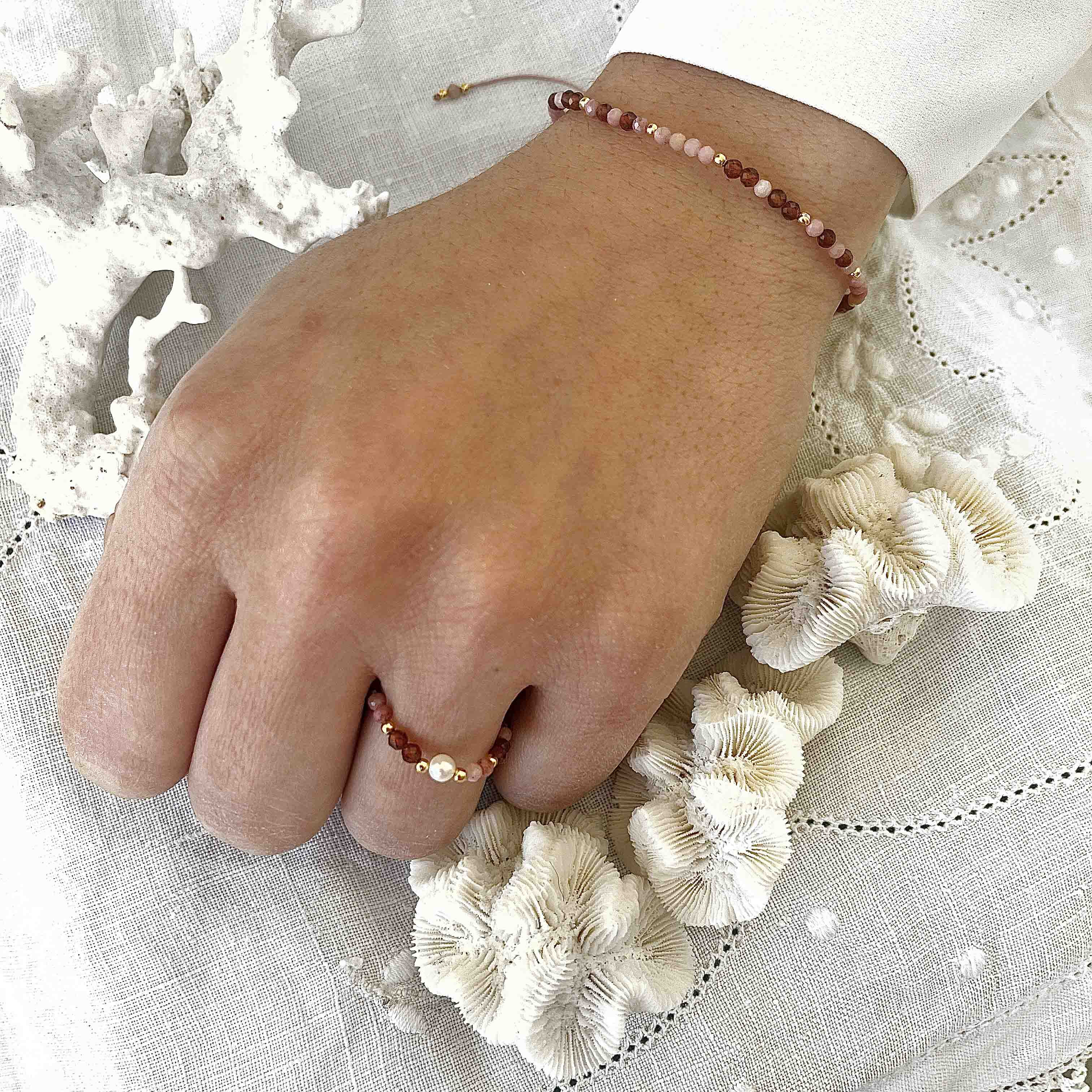 Bracelets perles en pierre naturelle et verre pour homme, Tulum