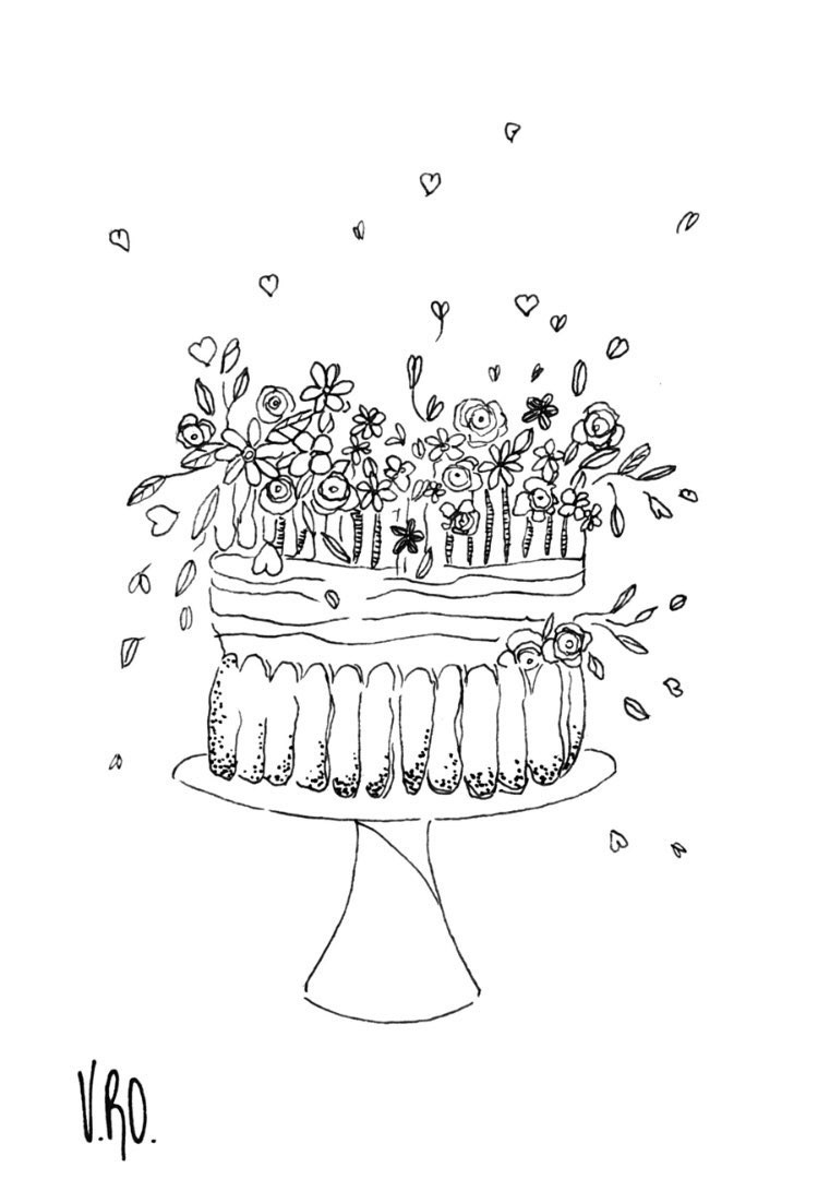 Carte dessin G teau d anniversaire